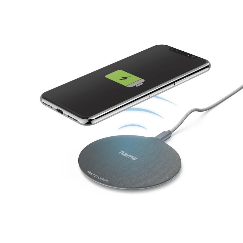 Hama 00201680 Wireless Charger QI-FC10 Metal, 10 W, kabelloses Smartphone-Ladepad, SW