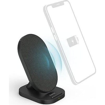 Hama 00201685 Wireless Charger QI-FC10S-Fab, 10 W, kabellose Smartphone-Ladestation, SW