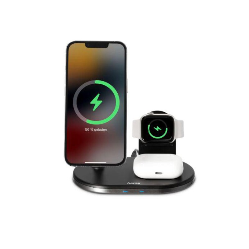 Hama 00187272 Kabellose Ladestation MagCharge Multi für Apple iPhone, AirPods und Watch