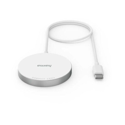 Hama 00201672 Wireless Charger MagCharge FC15, 15 W, kabellos für Apple iPhone, Weiß