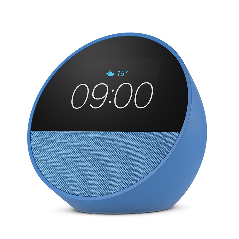 Amazon Echo Spot (2024) Smart Clock mit sattem Klang und Alexa blau