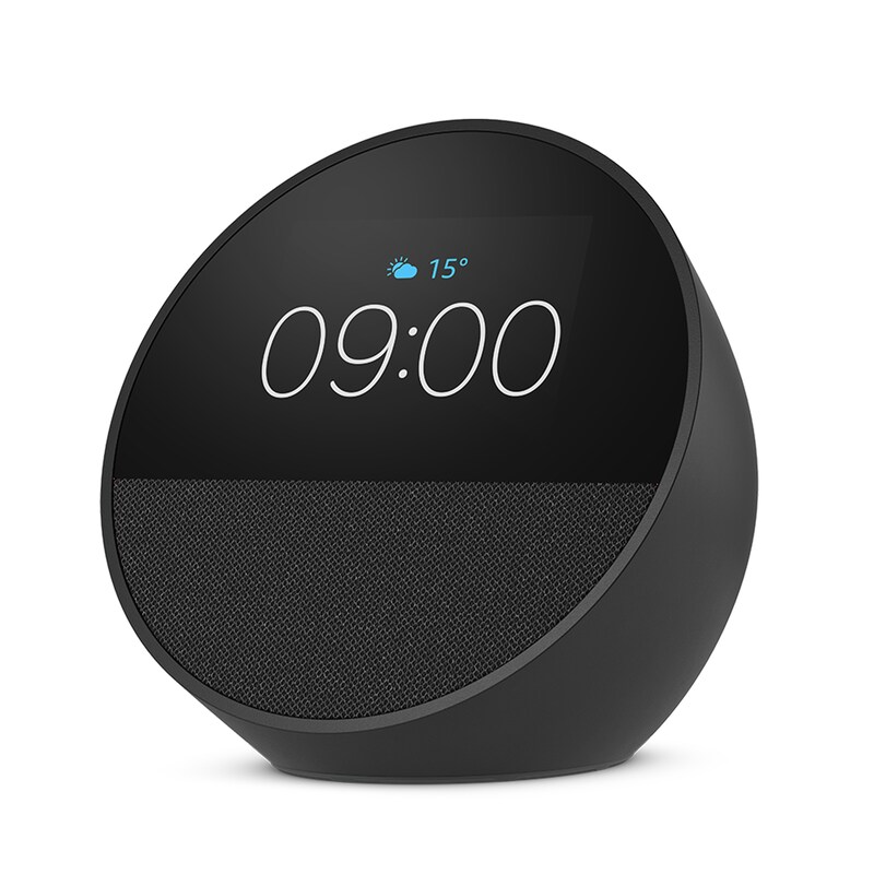 Amazon Echo Spot (2024) Smart Clock mit sattem Klang und Alexa weiß