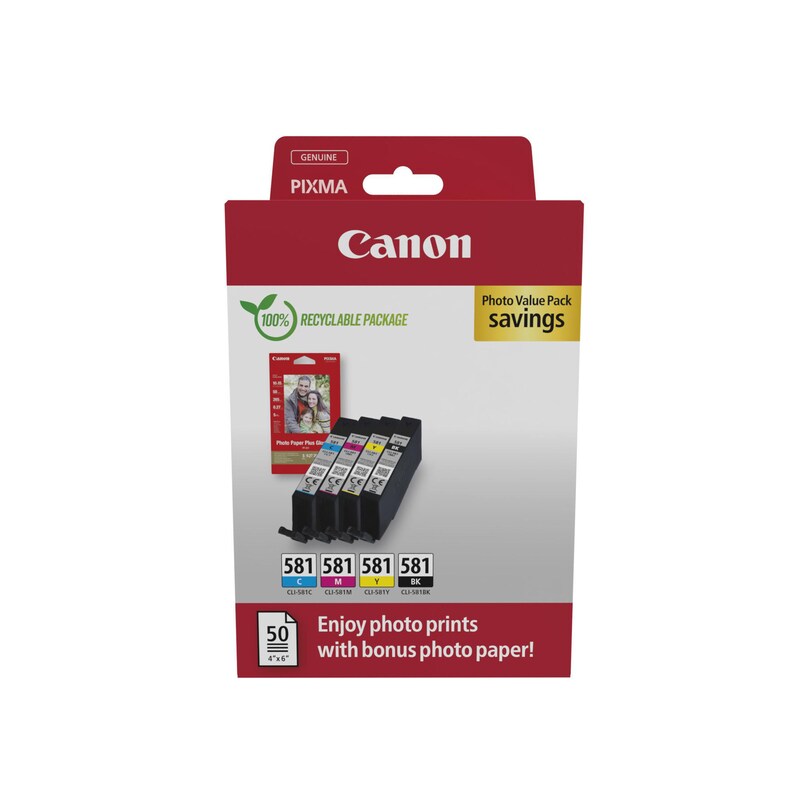 TOS 1 günstig Kaufen-Canon CLI-581 2106C006 Original Druckerpatronen Multipack + Fotopapier. Canon CLI-581 2106C006 Original Druckerpatronen Multipack + Fotopapier <![CDATA[• Canon CLI581 Tintenpatrone Multipack (2078C006) + Fotopapier • Farbe: Fotoschwarz / Schwarz / Cyan / 