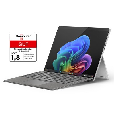 Microsoft Surface Pro (11. Generation) Copilot+ PC 13" OLED 2in1 Platin Snapdragon® X Elite 16GB/1TB SSD Win11 ZIB-00004