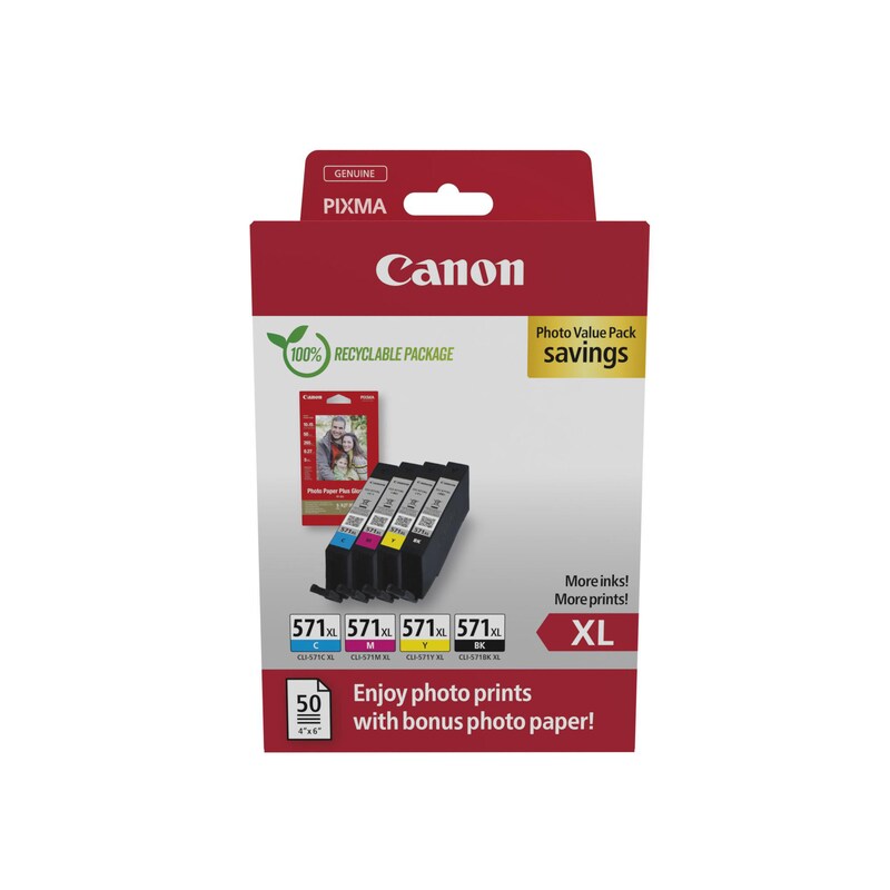 Canon CLI-571XL C/M/Y/BK Tinten-Multipack + Photo Value Pack