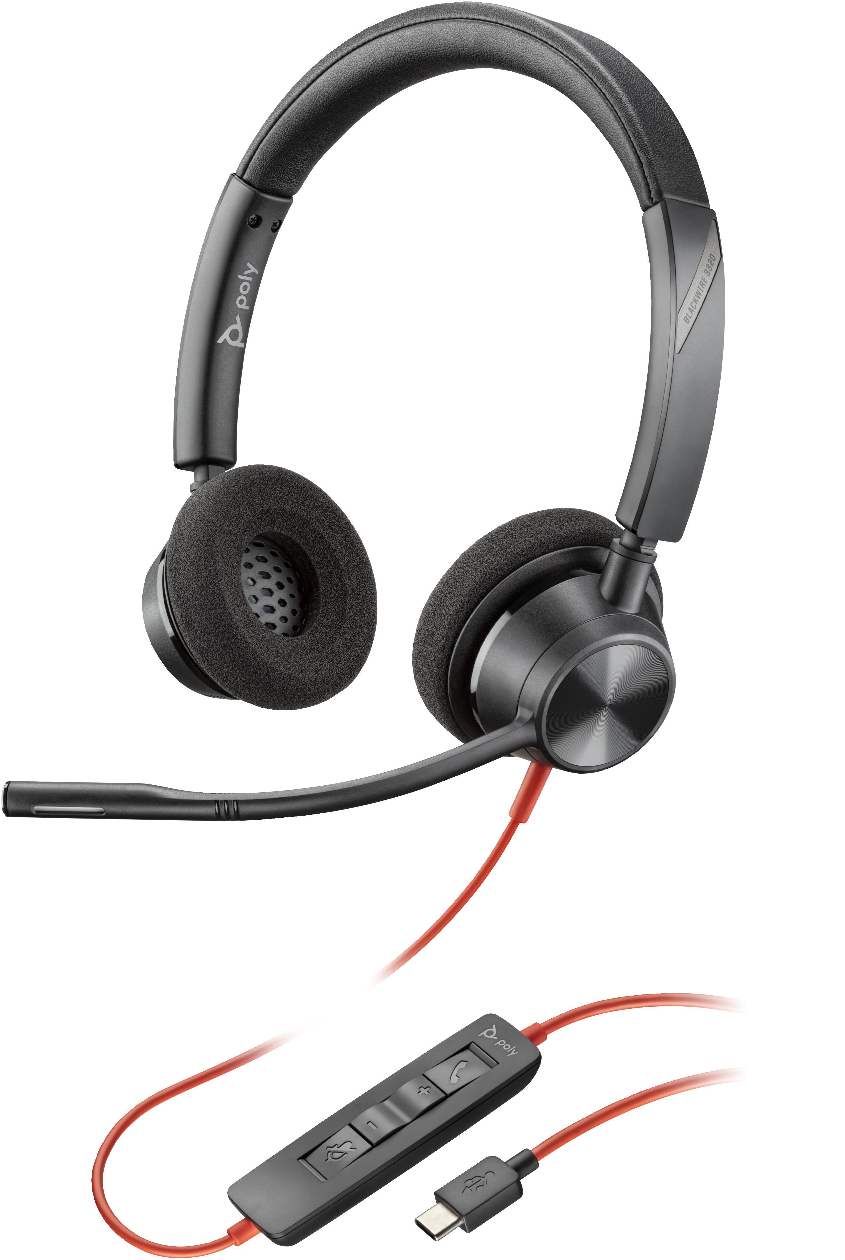 Poly Blackwire 3320 USB-C Stereo-Headset inkl. USB-C/A-Adapter, UC-zertifiziert