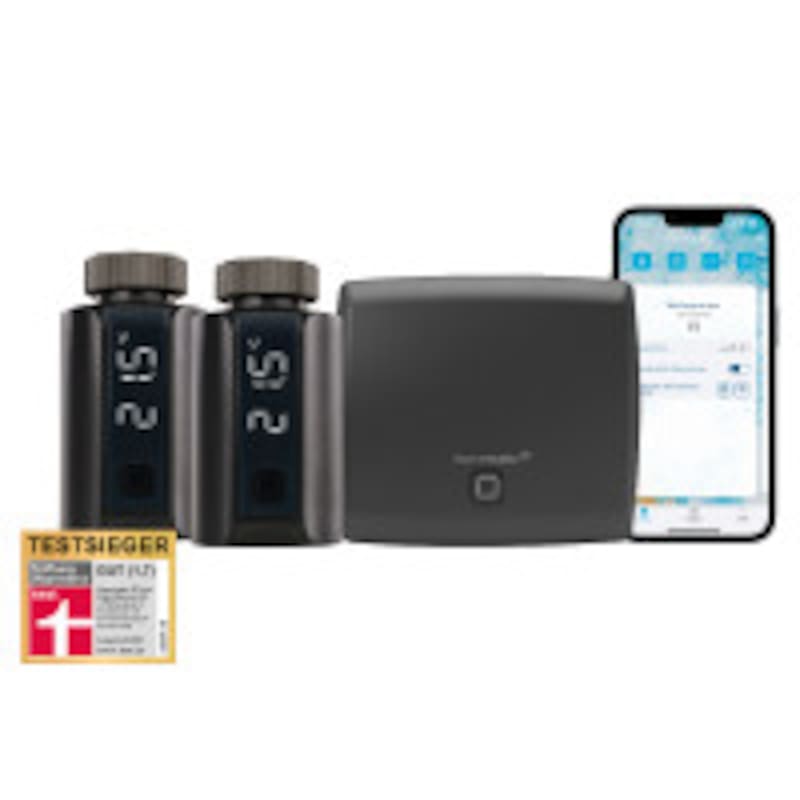 Set Smarte günstig Kaufen-Homematic IP Starter Set Smarte Heizung Premium • 2xThermostat Evo • Access Point • anthrazit. Homematic IP Starter Set Smarte Heizung Premium • 2xThermostat Evo • Access Point • anthrazit <![CDATA[• verbindet das