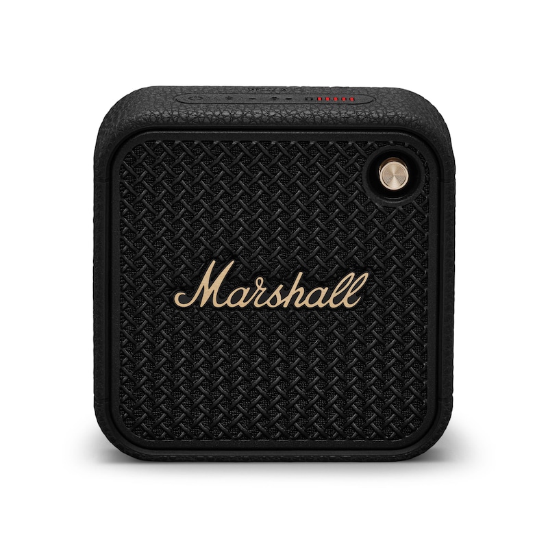 Bluetooth günstig Kaufen-Marshall WILLEN II Bluetooth Lautsprecher black&brass. Marshall WILLEN II Bluetooth Lautsprecher black&brass <![CDATA[• Übertragung: Bluetooth - Farbe: Schwarz • maximale Akkulaufzeit: 17h • Ladefunktionen: Aufladen über USB • Abmessungen: 10.05 c