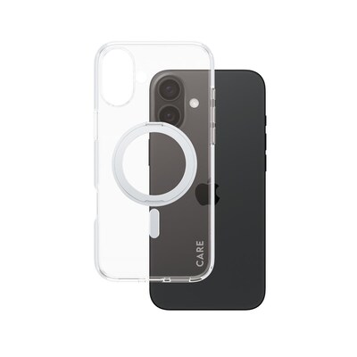 CARE by PanzerGlass® Feature Case Transparent m. Silber Kickstand & MagSafe iPhone 16 Plus