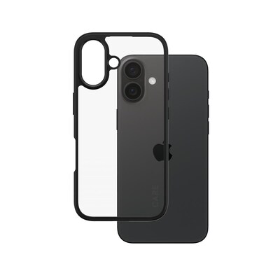 CARE by PanzerGlass® Flagship Case Transparent Urban Combat m. Schwarz Rahmen iPhone 16