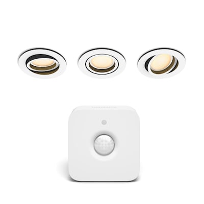 Philips Hue White Ambiance Milliskin Einbauspot weiß • 3er Pack + Bewegungsmelder