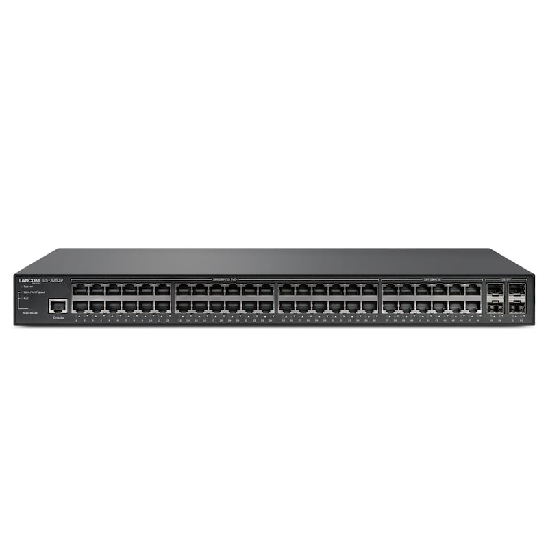 SFP günstig Kaufen-LANCOM GS-3252P Managed Switch. LANCOM GS-3252P Managed Switch <![CDATA[• Managed Switch • 48 RJ45-Ports (48x GB-LAN) • 36 POE Ports mit 370W Gesamtbudget (davon 36x PoE+) • Zusätzliche Ports: 4x SFP+ • Kühlung: aktiv, Rack-Kompatibel (1HE), inkl. Montage