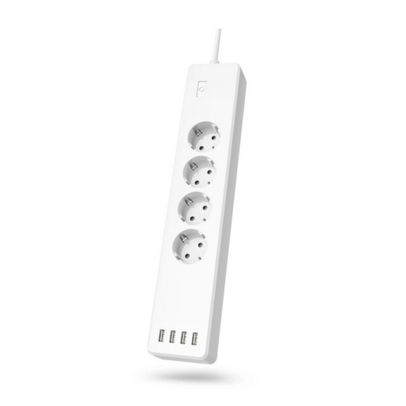 Hama 00176574 WLAN-Steckdosenleiste 4-fach, einzeln schaltbar, Überlastschutz, 4-fach USB