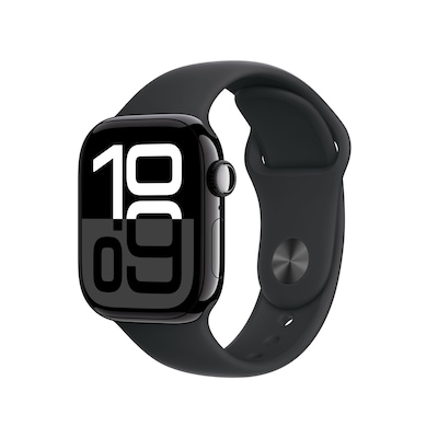 Apple Watch Series 10 GPS 42mm Aluminium Diamantschwarz Sportarmband schwarz - S/M