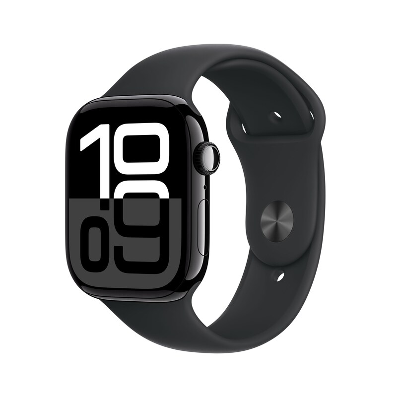 Apple Watch Series 10 GPS 46mm Aluminium Diamantschwarz Sportarmband Schwarz - S/M