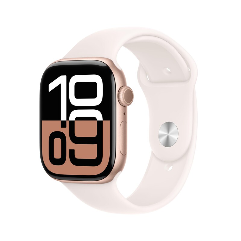 Apple Watch Series 10 GPS 46mm Aluminium Roségold Sportarmband light blush - M/L