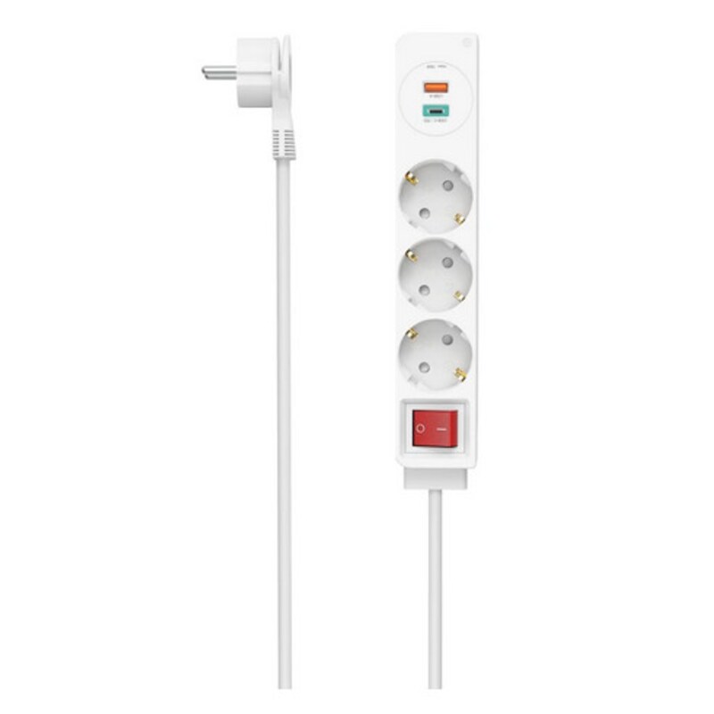 Komplett günstig Kaufen-Hama 00223185 Steckdosenleiste, 3-fach, USB-C/A 18W, PD/FC, Schalter, Flachst., 1,4 m, W. Hama 00223185 Steckdosenleiste, 3-fach, USB-C/A 18W, PD/FC, Schalter, Flachst., 1,4 m, W <![CDATA[• 3 Steckdosen (Schuko) um 45° gedreht, komplett schaltbar • 2x USB