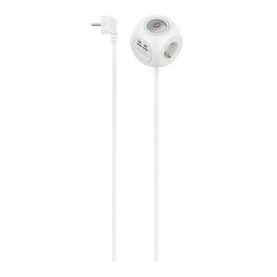 Hama 00223195 Steckdosenwürfel, 3-fach, USB-C/A, 17 W, mit Schalter, 1,4 m, Weiß