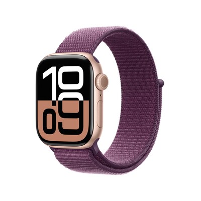 Image of Apple Watch Series 10 GPS 42mm Aluminium Roségold Sport Loop Plum