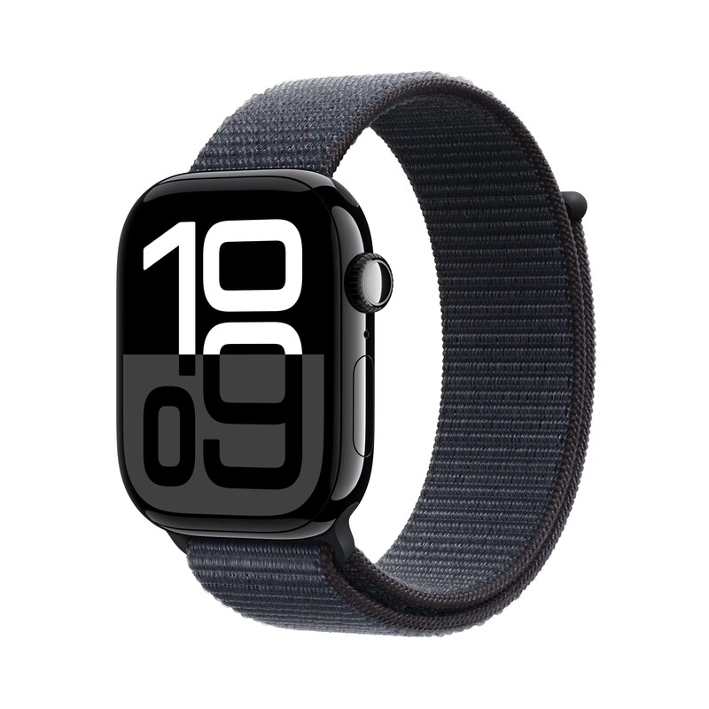 Apple Watch Series 10 GPS 46mm Aluminium Diamantschwarz Sport Loop Ink