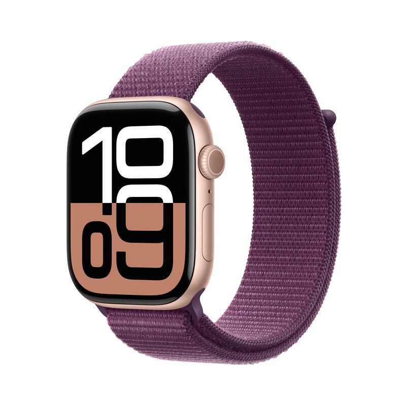 Apple Watch Series 10 GPS 46mm Aluminium Roségold Sport Loop Plum