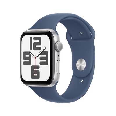 Image of Apple Watch SE GPS 44mm Alu Silber Sportarmband Denim - M/L