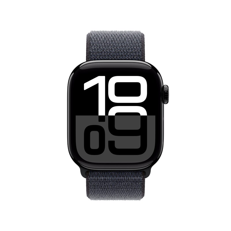 Apple Watch Series 10 LTE 42mm Jet Black Aluminiumgehäuse mit Ink Sport Loop