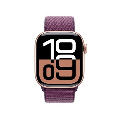 Image of Apple Watch Series 10 LTE 42mm Rose Gold Aluminiumgehäuse mit Plum Sport Loop