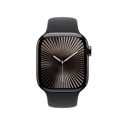 Apple Watch Series 10 LTE 42mm Slate Titangehäuse mit schwarzem Sportarmband - S/M