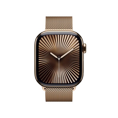 Image of Apple Watch Series 10 LTE 42mm Gold Titangehäuse mit Gold Milanese Loop