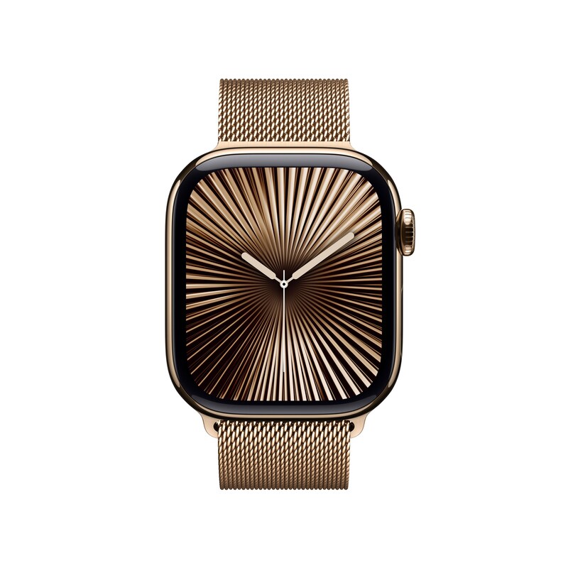 Apple Watch Series 10 LTE 42mm Gold Titangehäuse mit Gold Milanese Loop