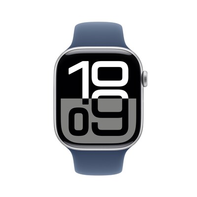 Apple Watch Series 10 LTE 46mm Silver Aluminiumgehäuse mit Denim Sportarmband - M/L