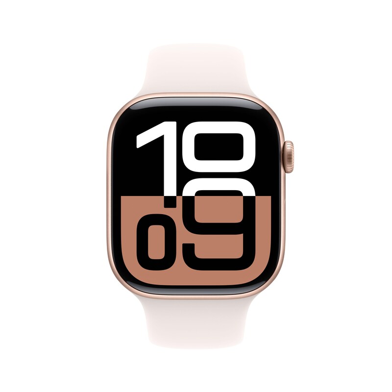 Apple Watch Series 10 LTE 46mm Rose Gold Aluminiumgehäuse mit Light Blush Sportarmband - S/M