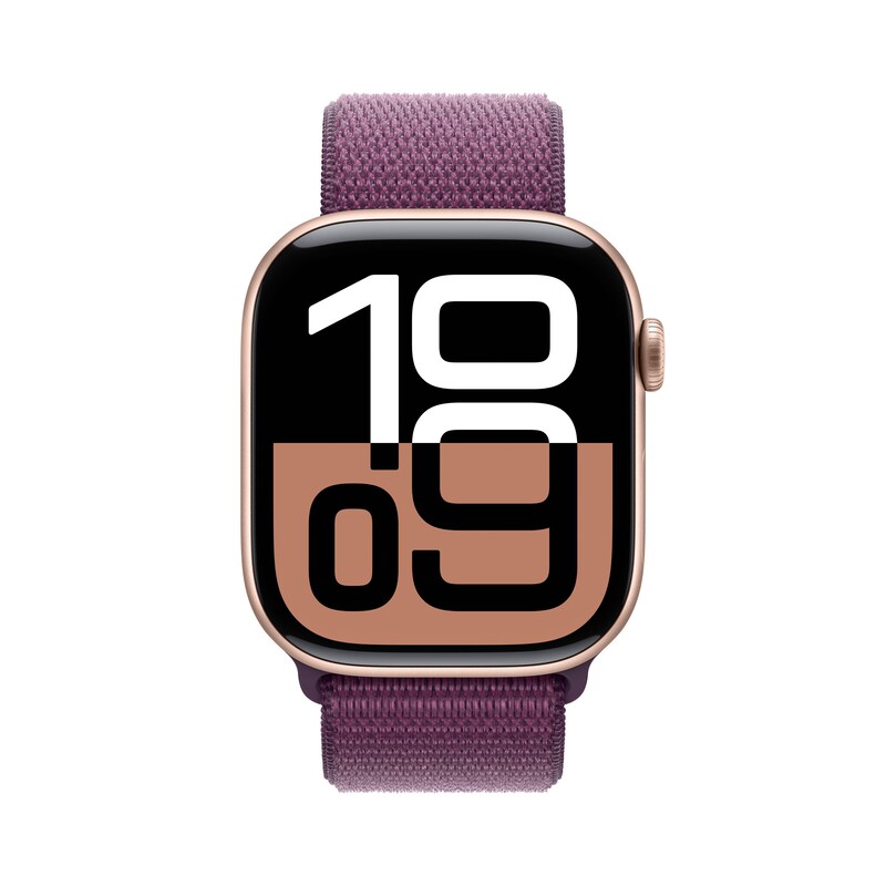 Apple Watch Series 10 LTE 46mm Rose Gold Aluminiumgehäuse mit Plum Sport Loop