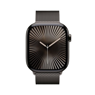 Image of Apple Watch Series 10 LTE 46mm Slate Titangehäuse mit Slate Milanese Loop S/M