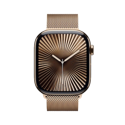 Apple Watch Series 10 LTE 46mm Gold Titangehäuse mit Gold Milanese Loop S/M