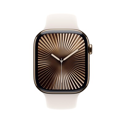 Image of Apple Watch Series 10 LTE 46mm Gold Titangehäuse mit Starlight Sportarmband - S/M