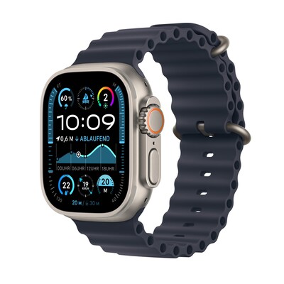 Image of Apple Watch Ultra 2 LTE 49mm Titanium Natur Ocean Armband marine MX4D3FD/A