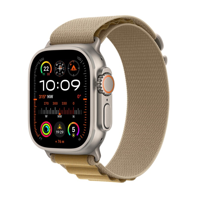 Apple Watch Ultra 2 LTE 49mm Titanium Natur Gehäuse mit Mandel Alpine Armband - L