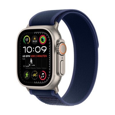 Image of Apple Watch Ultra 2 LTE 49mm Titanium Natur Gehäuse mit blauem Trail Armband - M/L