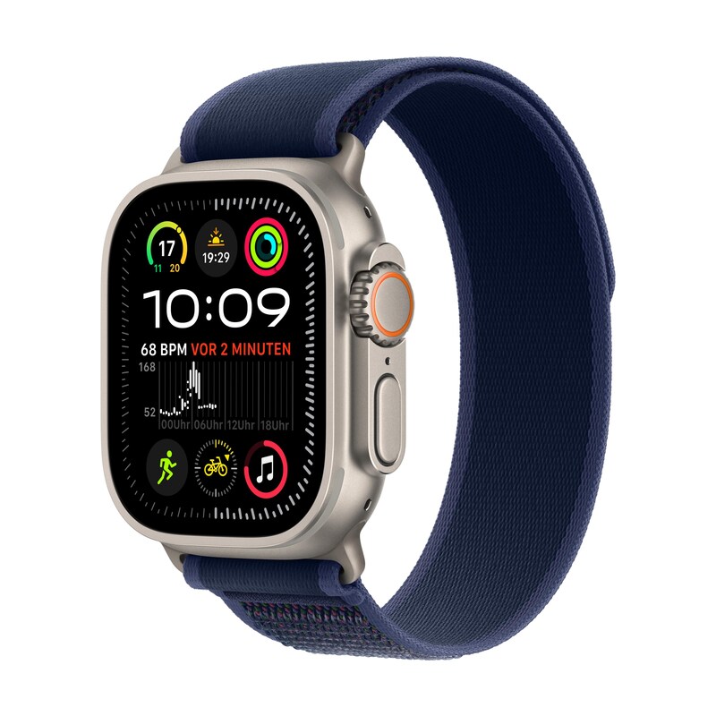 Apple Watch Ultra 2 LTE 49mm Titanium Natur Gehäuse mit blauem Trail Armband - S/M