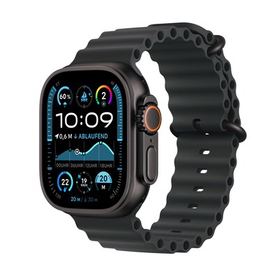 Apple Watch Ultra 2 LTE 49mm schwarzes Titan Gehäuse mit schwarzen Ozean Armband MX4P3FD/A