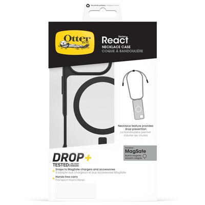 OtterBox React Necklace MagSafe Apple iPhone 16 Pro Black Crystal - clear/black