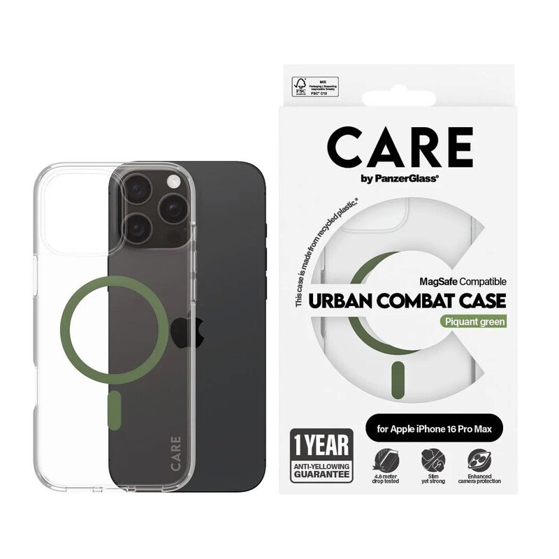 CARE by PanzerGlass® Flagship Case Transparent Urban Combat MagSafe iPhone 16 Pro Max