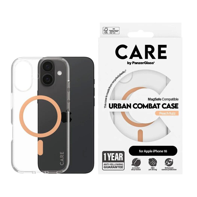 CARE by PanzerGlass® Flagship Case Transparent Urban Combat MagSafe iPhone 16