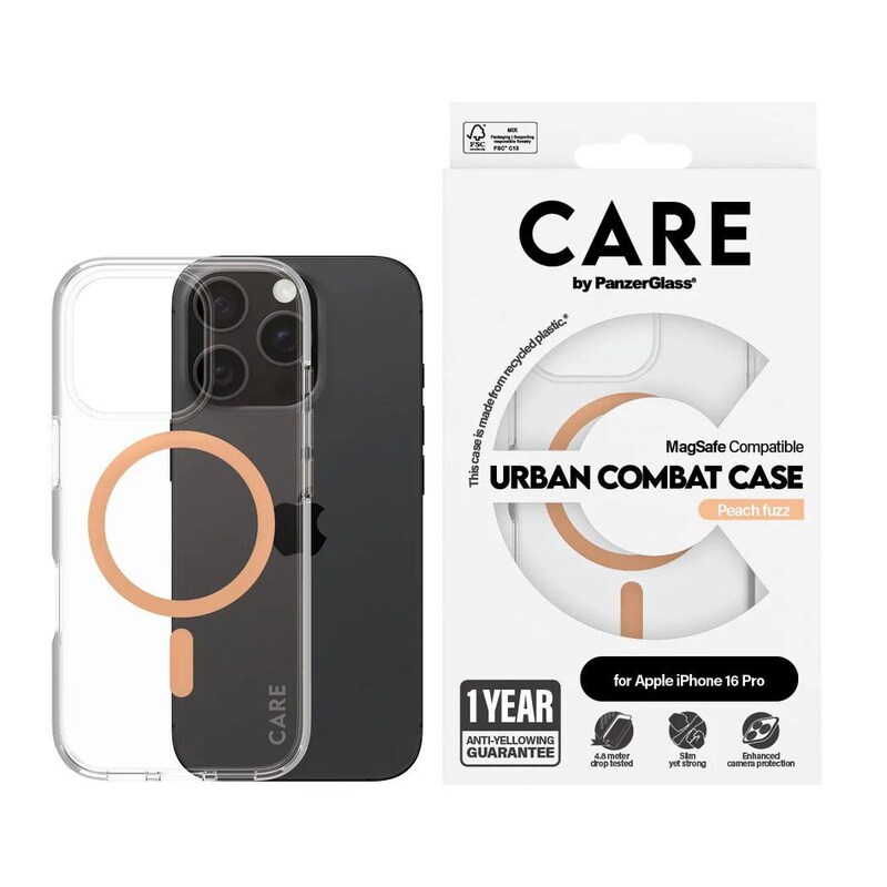 CARE by PanzerGlass® Flagship Case Transparent Urban Combat MagSafe iPhone 16 Pro