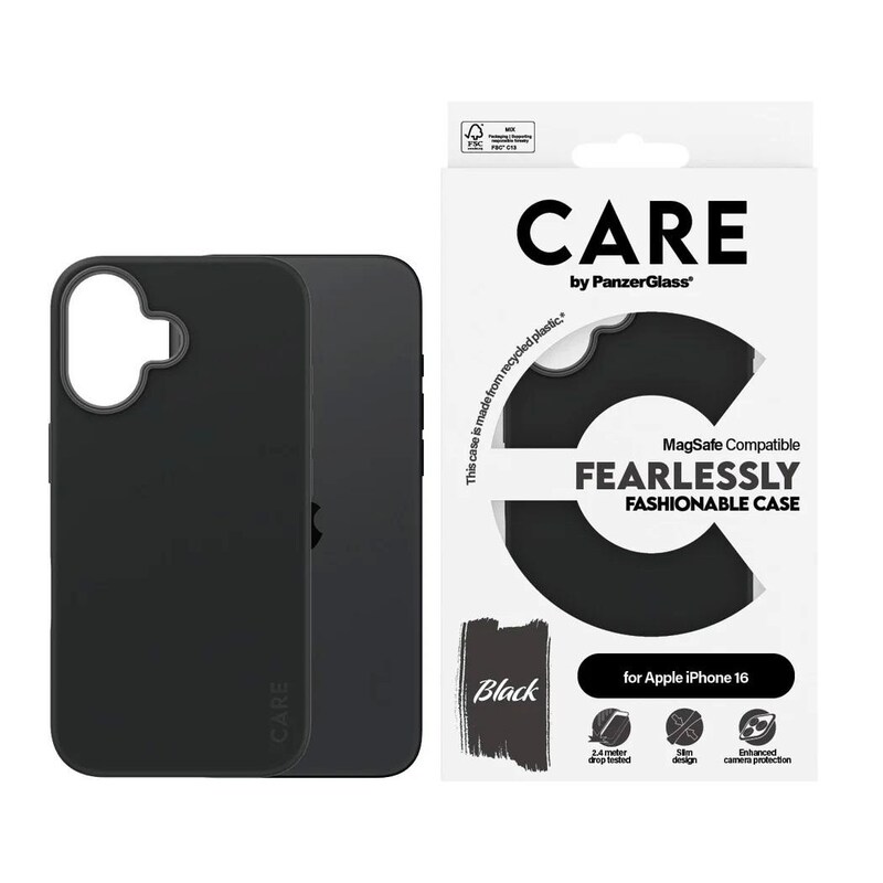 CARE by PanzerGlass® Fashionable Case Schwarz m. MagSafe iPhone 16