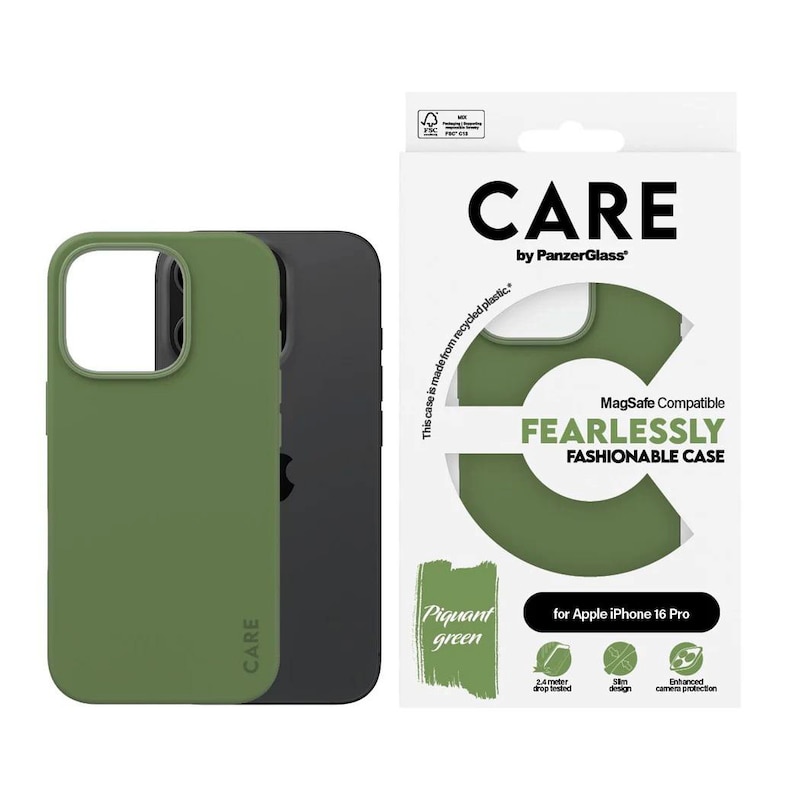 CARE by PanzerGlass® Fashionable Case Grün m. MagSafe iPhone 16 Pro