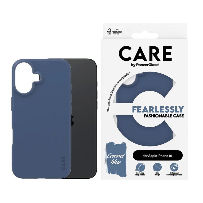 CARE by PanzerGlass® Fashionable Case Blau iPhone 16