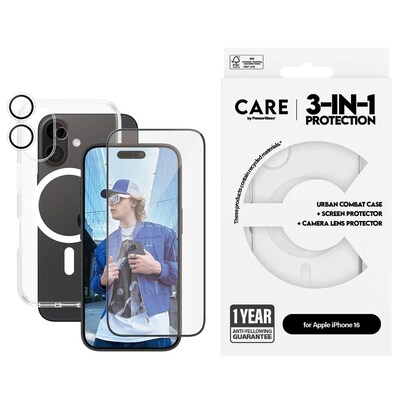 CARE by PanzerGlass® Flagship 3-in-1 Set iPhone 16